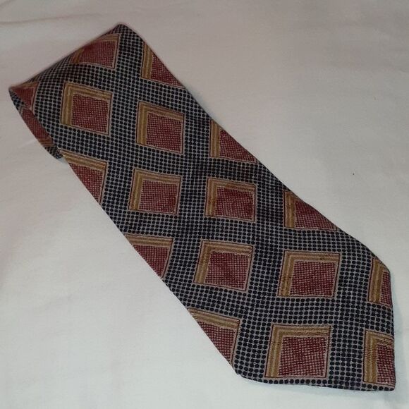 Giorgio‎ Armani Cravatte Silk Tie Geometric Squares - Picture 1 of 6